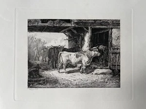 Johannes Wilhelm Zillen 1824-1870 Kühe E Bovini IN Stallo Düsseldorfer Scuola - Picture 1 of 10