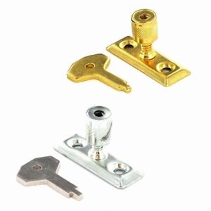 Window Lock Stay arm Lock With Key And Screws (Brass/Zinc) Pack Of 4