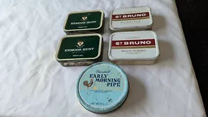 5 Empty Tobacco Tins, Ogden's St Bruno, Exmoor Hunt & Dunhill Early Morning Pipe - Picture 1 of 16