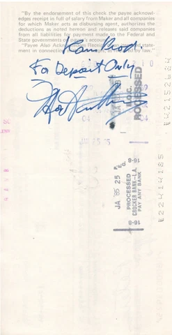 Morey Amsterdam. Dick Van Dyke Show. Signed WB payroll check endorsed on verso Cover