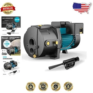 Durable 3/4 HP Deep Well Jet Pump with Ejector Kit - Automatic Pressure Control - Picture 1 of 9