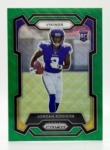 2023 Panini Prizm Green Wave #368 Jordan Addison RC Minnesota Vikings - Foto 1 di 2