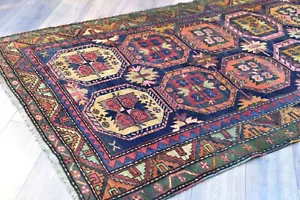 Vintage Caucasian Kazak Rug Tribal carpet 4' 4" x 9' 1" /  133x278cm - Picture 1 of 9