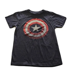 T-shirt Marvel Captain America blu denim ragazzo taglia L logo cerchio/stella S/S - Foto 1 di 7