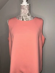 J Crew ärmelloses Damen-Tanktop groß einfarbig lachsfarben gewellter Saum überlappter Rücken - Bild 1 von 5