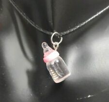 baby bottle pendant girl boy shower necklace cotton handmade gift announcement