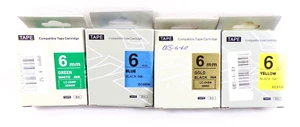4X CARTOUCHES TAPE CARTRIDGE 6mm ( BLUE,GREEN,GOLD,YELLOW) NEUVES 8m - Afbeelding 1 van 6