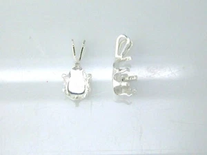 Pear Shape 6 Prong Snaptite Pendant Setting Sterling Silver - Picture 1 of 4