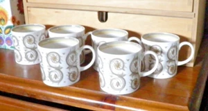 Susie Cooper "Venetia" Design Set 6 Coffee Cups + Saucers Wedgwood C2039 60/70’s - Picture 1 of 4