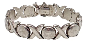 VINTAGE Sterling Silver Ladies Hugs & Kisses Love Bracelet ITALY - Picture 1 of 3