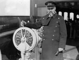 Captain Johnson on ship EUROPA at departure from Southampton March- Old Photo - Bild 1 von 1