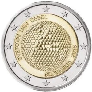 SLOVENIA 2018 - 2 EURO COMMEMORATIVO GIORNATA DELLE API FDC- UNC - Foto 1 di 1