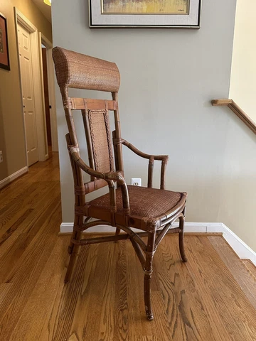 Vintage Bamboo and Cane Highback Armchair Boho Cover