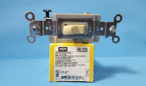 ONE- 3-way Nylon Toggle Switch, Hubbell, HBL1223I, 20A, 120-277VAC, IVORY - Picture 1 of 5