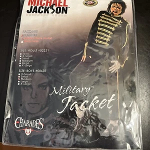 Giacca Militare Charades Rubies Michael Jackson NERO Costume Ragazzo MED 2009 Nuova - Foto 1 di 5