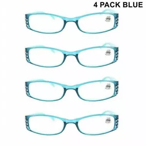 4 PACK Womens Fashion Reading Glasses Rectangle Readers 1.0 1.5 2.0 2.5 3.0 3.5 - Picture 1 of 16