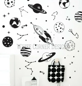 Space Wall Decals - Rocket Decals, Constellation Decal, Star Decals, Planets - Picture 1 of 6