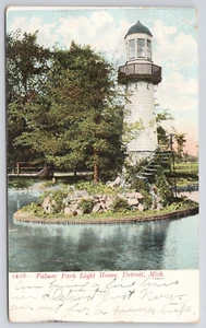 Postal Detroit Michigan Palmer Park Light House publicada 1908 - Imagen 1 de 2