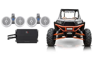 (2) Rockville Dual 8" 800w Tower Speakers+Amp for Polaris RZR/Jeep/ATV/UTV/Cart - Picture 1 of 11