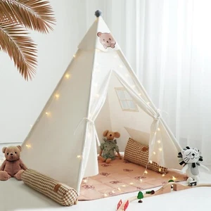Teepee Tent for Kids-Portable Children Play Tent Indoor Outdoor (White with M... - Picture 1 of 9