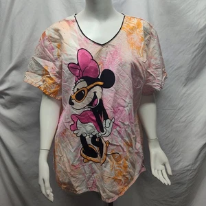 Minnie Mouse 2XL Tropical Hawaiian Floral Damen Peeling Top Baumwolle Rosa Girly - Bild 1 von 7