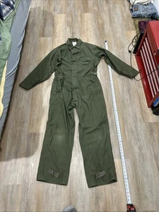 Vintage Army Green Cotton Sateen Coveralls Type 1 Men’s Large Military - Picture 1 of 15