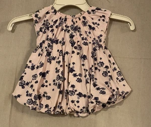 Burt’s Bees Baby Girl 3-6M Floral Organic Cotton Bubble Dress Pink Blue - Picture 1 of 3