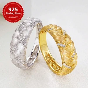 925 Sterling Silber Zirkon Reverse Ringe für Frauen Hochzeit Verlobung Schmuck - Bild 1 von 12