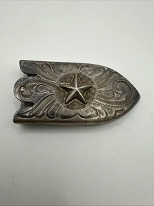 "Punta de hebilla de cinturón de plata esterlina de 0,75"" Elk Creek Vogt Texas Lone Star 8 g" - Imagen 1 de 5