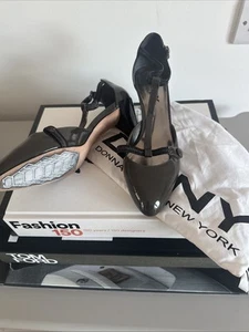 DKNY Dark Grey Patent Leather Mary Jane Shoes Size UK 5 - Picture 1 of 7