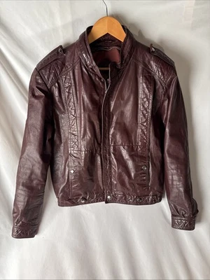 Mens Vintage Leather Jacket size 40 Burgundy Angelo - Image 1 of 4