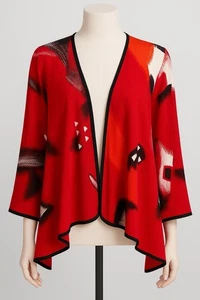 Art To Wear Abstrakt Kimono Jacke Damen M Vorne offen BOHO Chic Statement Top - Bild 1 von 12