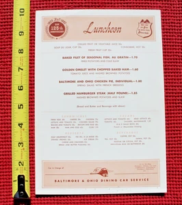 1952 Baltimore & Ohio Railroad Menu Dining Car Service Lunch B&O Railway Train - Picture 1 of 10
