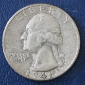 1941 Washington Quarter - 90% Silver  #9010 - Picture 1 of 2