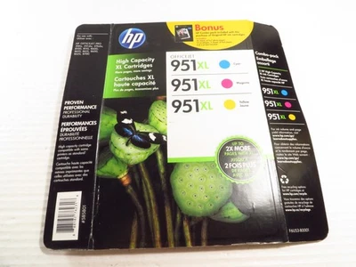 Cartuchos de tinta de impresión originales HP 951XL cian/magenta/amarillo OEM, caducidad: 01/2016 Foto 1 de 4