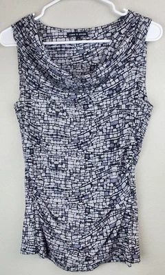 Blusa sin mangas gris con cuello y capucha talla mediana de cable y calibre laterales fruncidos Foto 1 de 4