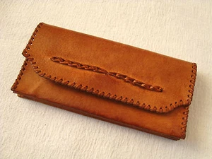 Vintage Old Genuine Leather women's Brown Wallet Lady's Purse – 1960’s - Picture 1 of 8