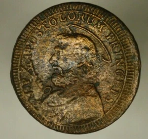 Papal States 2 1/2 Baiocchi 1796 VF/XF old cleaning now retoned A1171 - Picture 1 of 2