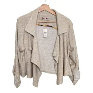ANTHROPOLOGIE DOLAN Drape Open Front Jacket Knit Blazer Tab Sleeve Size LP NWT - Picture 1 of 12