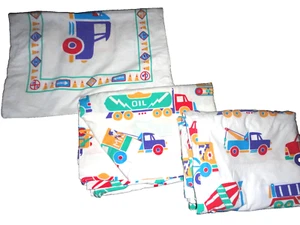 FIRMA KINDER LKW TANKER BULLDOZER ZEMENT (3 STCK) DOPPELTUCH KISSENBEZUG BETTDECKE - Bild 1 von 8