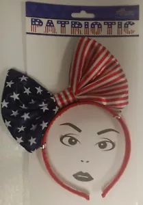 Patriotic USA Pride Big Bow Headband Stars & Stripes America Flag Fourth of July - Picture 1 of 1