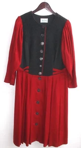 Damen Trachten Kleid Oberteil antrazith, Rock u. Ärmel rot Gr. 42 v. Perry - Bild 1 von 2