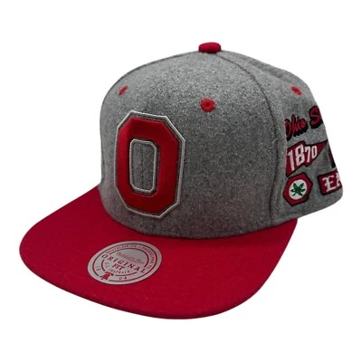 Mitchell & Ness Melton Ohio State Buckeyes Snapback Hat Cap Adjustable Grey OSFA - Image 1 of 4