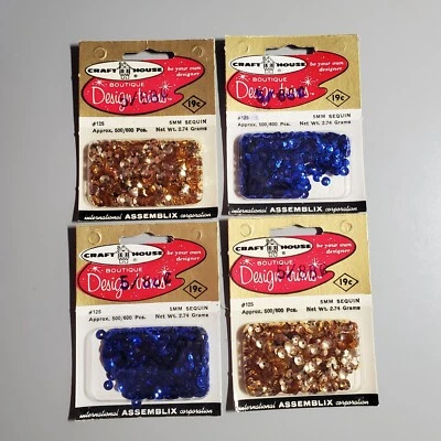 Lote de lantejoulas vintage CRAFT HOUSE lantejoulas para enfeites artesanato Natal novo em folha - Imagem 1 de 2