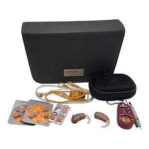 Phonak BTE Nios Micro V 5 Hearing Aids Left and Right Pair YOUTH 0-18 Set TESTED - Picture 1 of 9