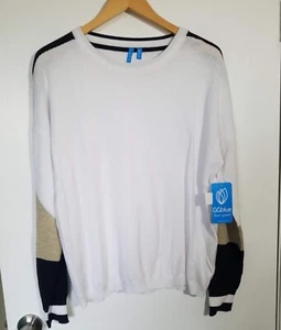 NWT WOMEN'S GG BLUE SCARLET SWEATER, SIZE: 2XL, COLOR: WHITE/BLACK/TAN (J424) - Picture 1 of 3