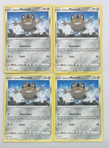 Pokemon TCG Schwert & Schild Base Galarian Meowth x4 4x Common Playset #127/202! - Bild 1 von 1