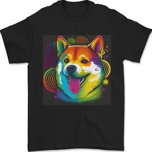T-shirt uomo cane Shiba Inu colorata 100% cotone - Foto 1 di 2
