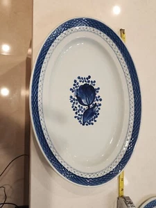 Royal Copenhagen Denmark #11/928 TRANQUEBAR BLUE 15" OVAL SERVING PLATTER - Picture 1 of 4