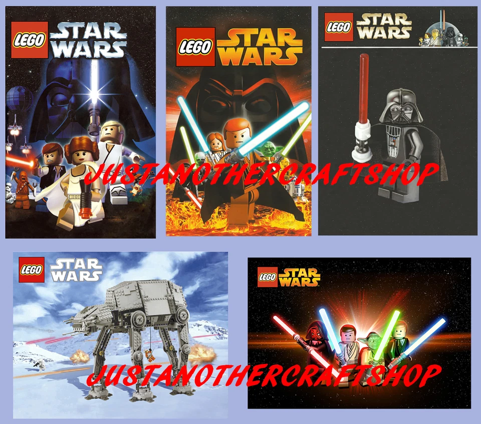 Lego Star Wars set of five 'A4 size' Posters Signs AT-AT Darth Vader Yoda etc - Image 1 of 1